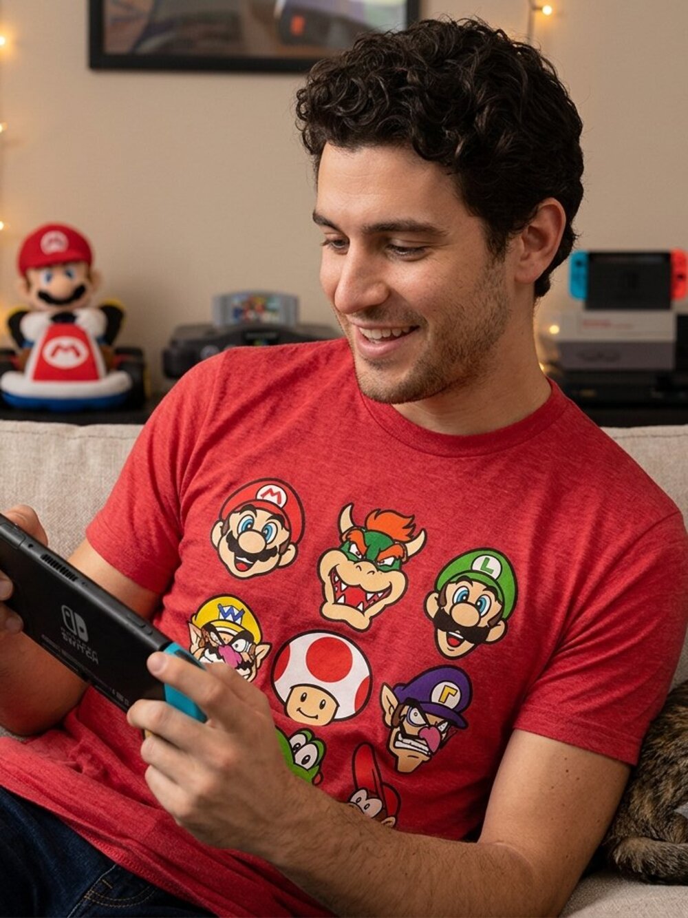Vintage Super Mario Graphic T-Shirt Nintendo Small Red EUC Unisex